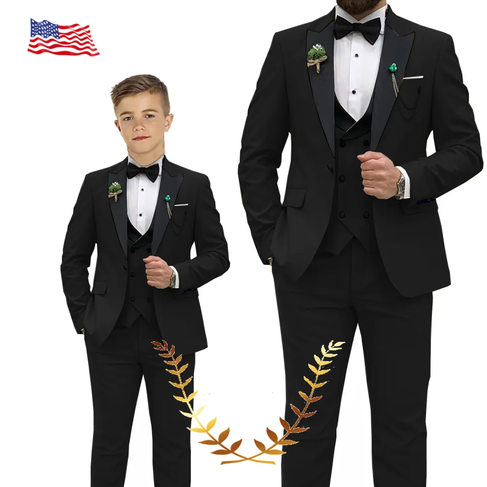 Lavender Suit for Men Suit Jacket Pants Vest Bow Tie 4-piece Set Wedding Groom Tuxedo Handsome Slim Fit Outfit Father and Child