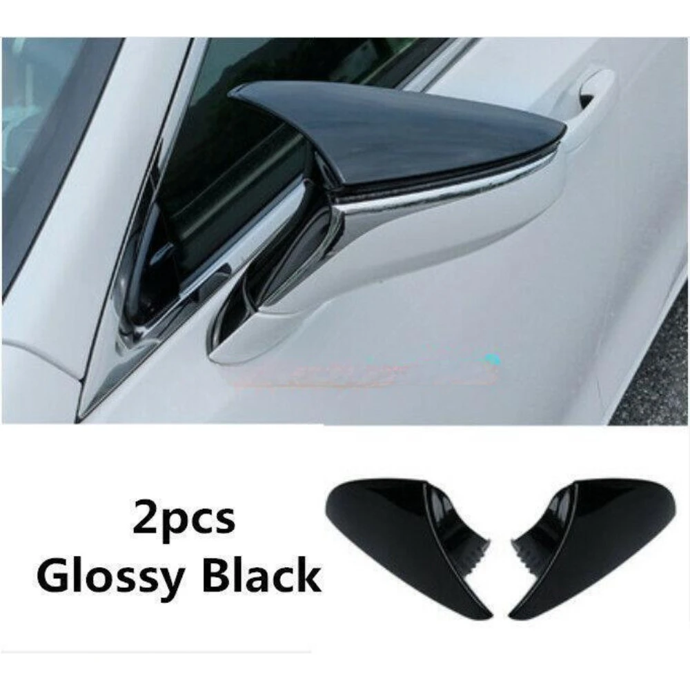 Black Side Door Ox Horn Mirror Cover for Lexus ES300h ES350 2019-2024