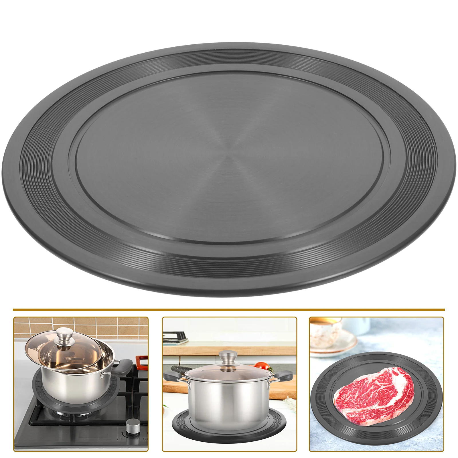 

Flame Diffuser Thermal Defrost Tray Heat Cooking Guide Plate Anti-burn Gas Stove Cookware Protector Round