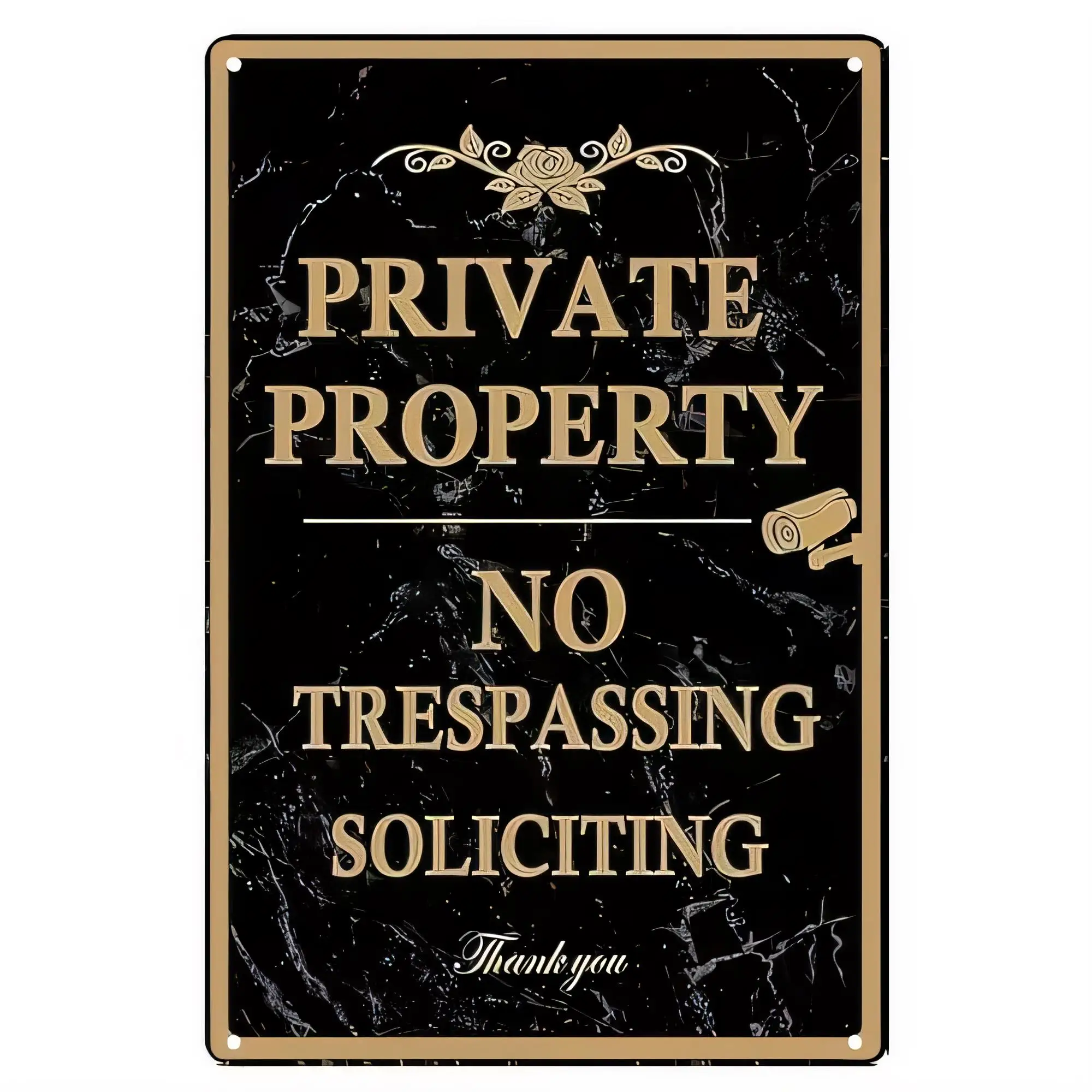 Tin Sign Private Property No Trespassing No Soliciting Vintage Metal Wall Art Indoor Outdoor Security Warning Plaque Rustic Farm