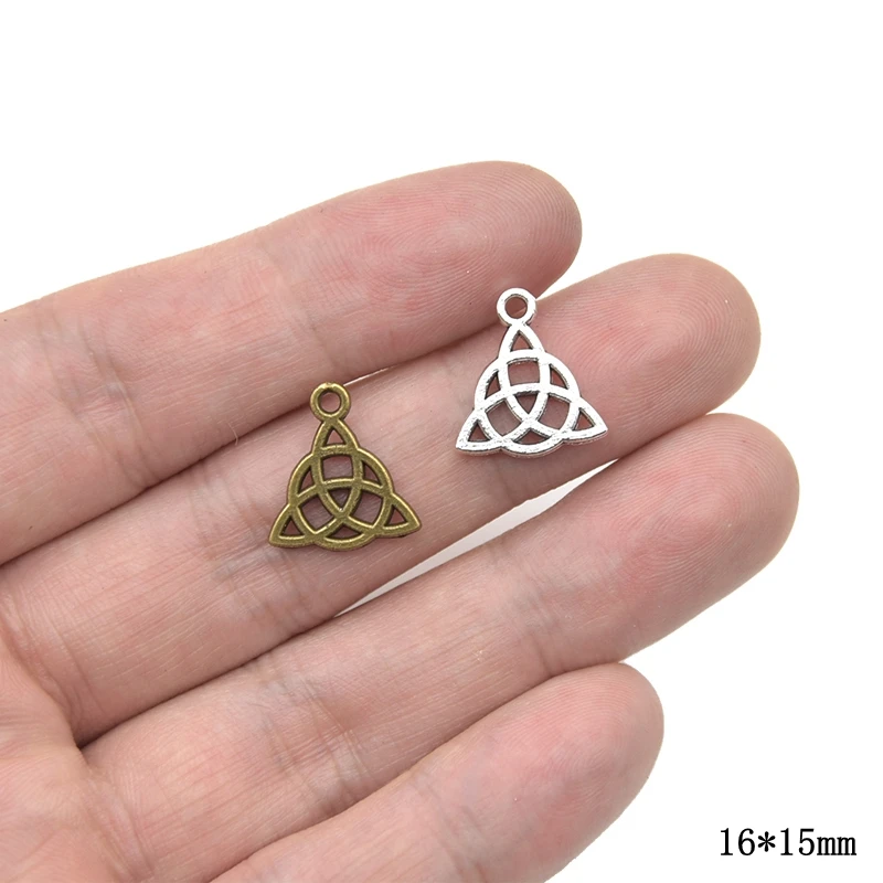 Wholesale 20pcs Two Color Celtic Knot Charms Alloy Metal Vintage Pendants For DIY Jewelry Necklace Bracelet Making Supplies