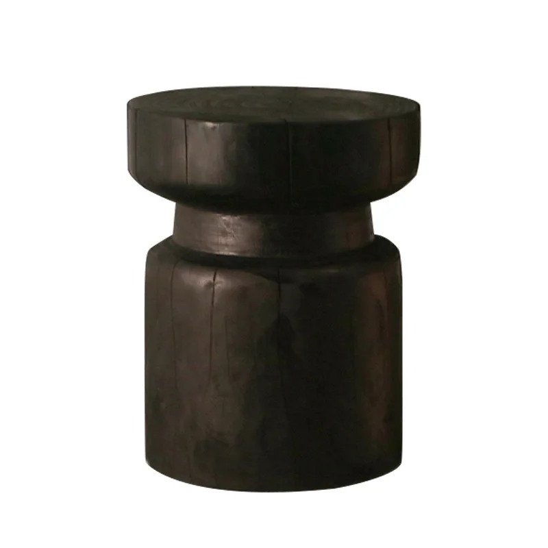 

Quiet wind carbonized black living room sofa solid wood edge few minimalist wooden piles coffee table creativity