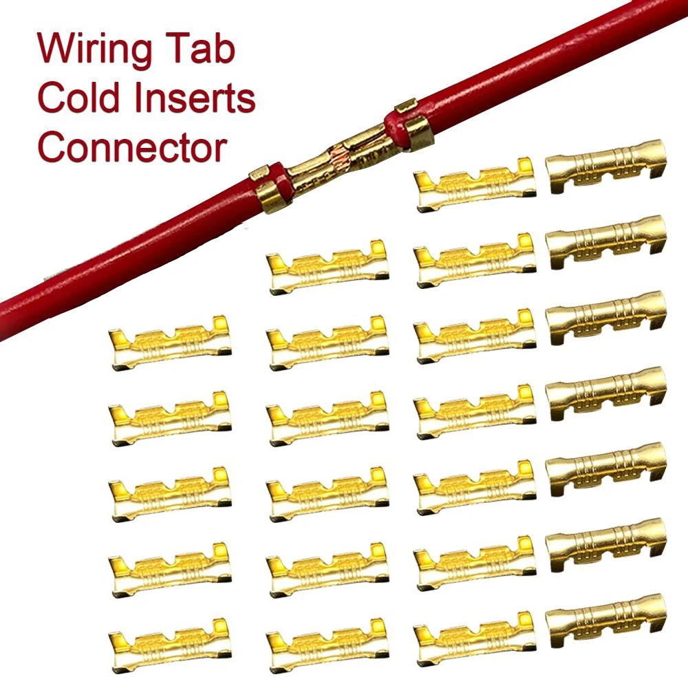 50/100/200Pcs 453 U-Shaped 0.3-1.5mm2 Wiring Tab Cold Terminal Connectors Gold Color Cold Inserts Teeth Fascia Terminal Line