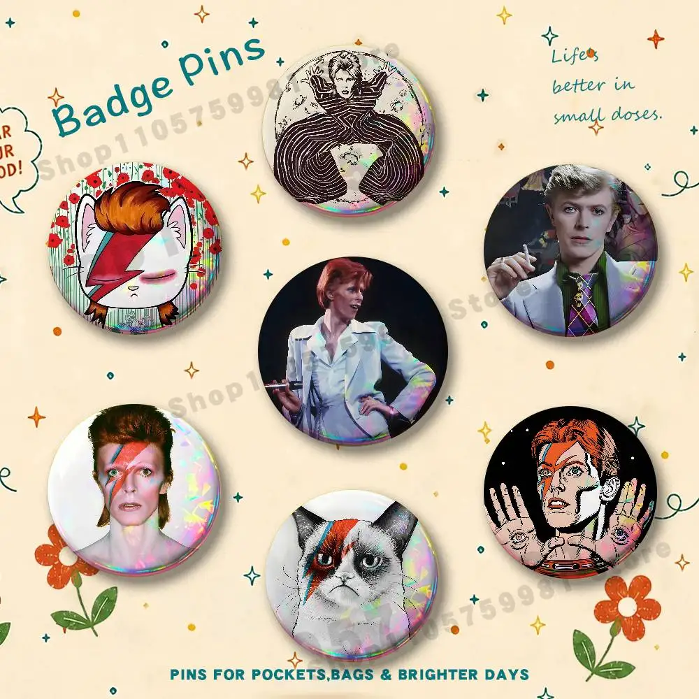 COOL D-David B-Bowie Enamel Pins Badge Round Brooch for Backpack Decor Accessories 25/32/44/58/75mm