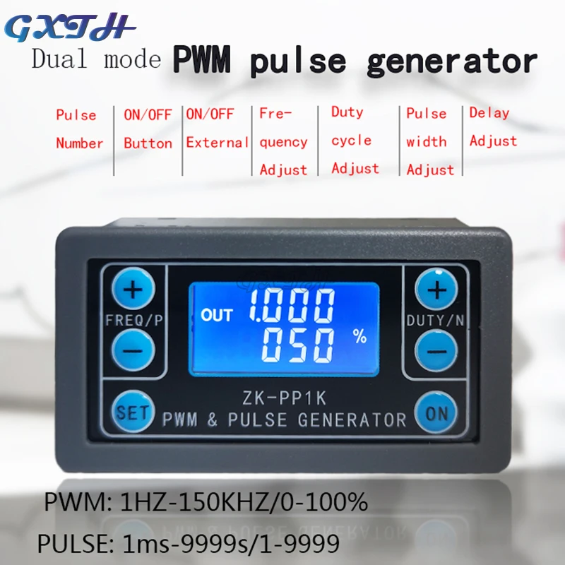 ZK-PP1K PWM Pulse Generator Dual-mode Signal Generator ZK-PP2K PWM Motor Governor Frequency Duty Cycle Adjustable Cycle Delay