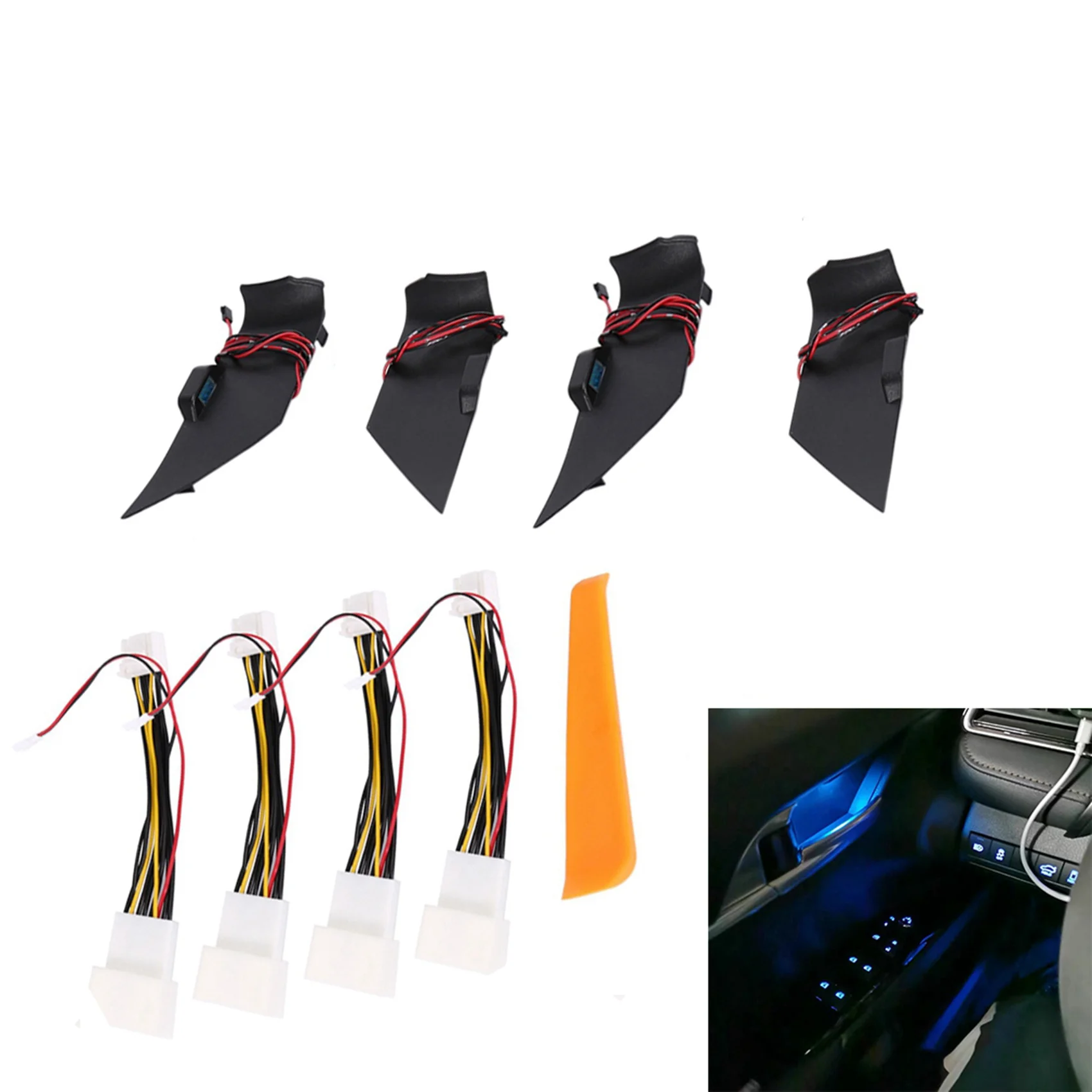 #29K For Toyota Camry Door Bowl Armrest Atmosphere Light LED Blue,Car Door Bowl Light,(black)