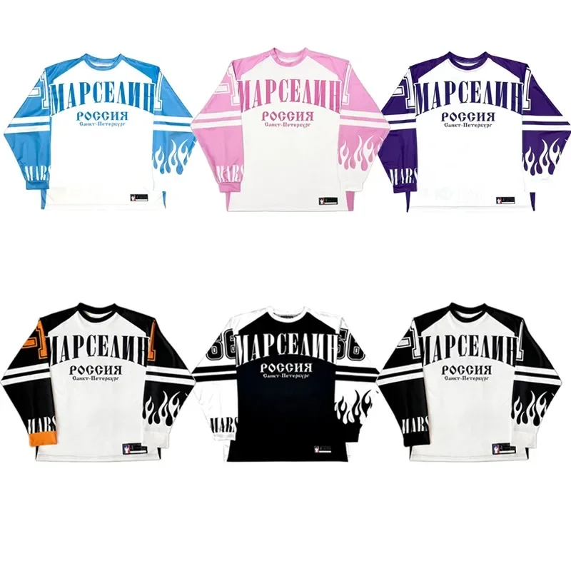 Y2K T shirts Fashion Long Sleeves Harajuku T shirts Retro Hip hop Streetwear Oversized Loose Baseball Jersey Unisex Casual top