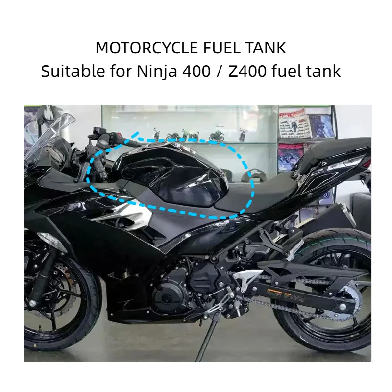 Suitable for Kawasaki Ninja 400 / Z400 fuel tank assembly available in graphic styles for both new and older models.