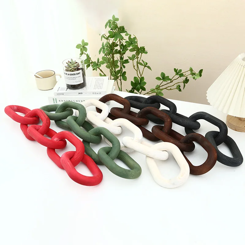 Aqumotic Wood Chain Link Decor Entry Coffee Table Decor Items Hanging Marble Wooden Knot Sculpture Modern Decorative Objects