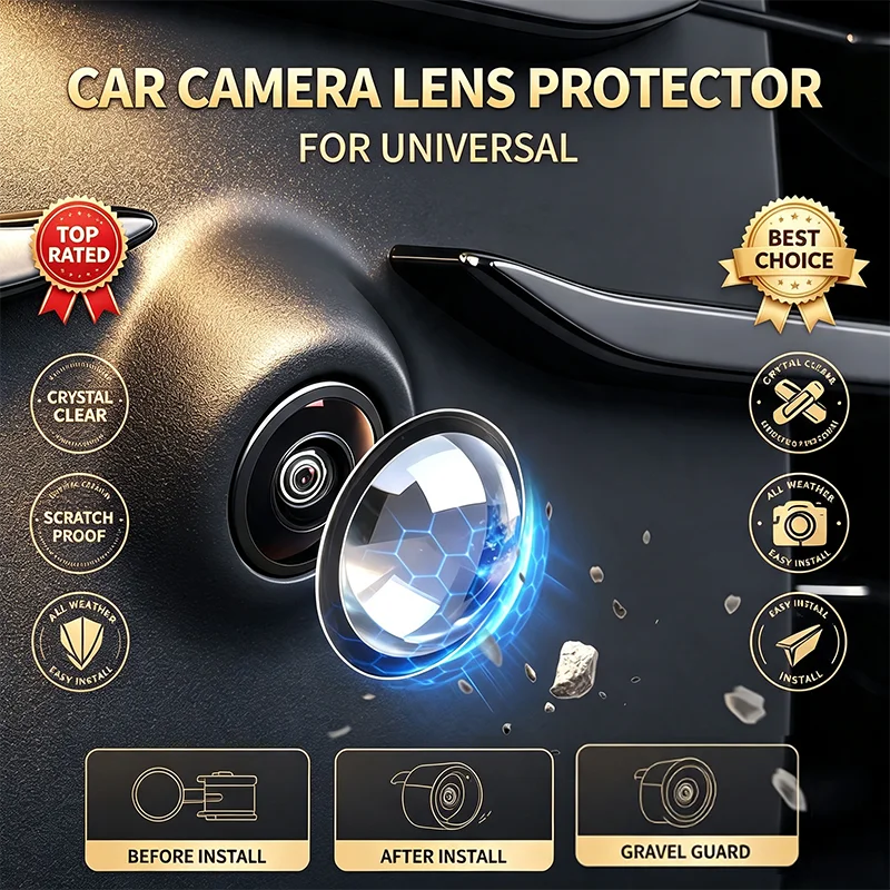 For Universal 2 4pcs Lens Guard Transparent Protector Cap 360 Panoramic Reversing Camera Lens Guards Car Camera Lens Scratch-Res
