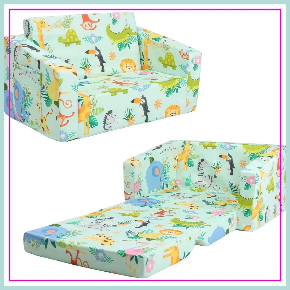 

Foldable Sofa Bed 2 in 1 Convertible Kids Couch to Lounger Flip Open Toddlers Sofa