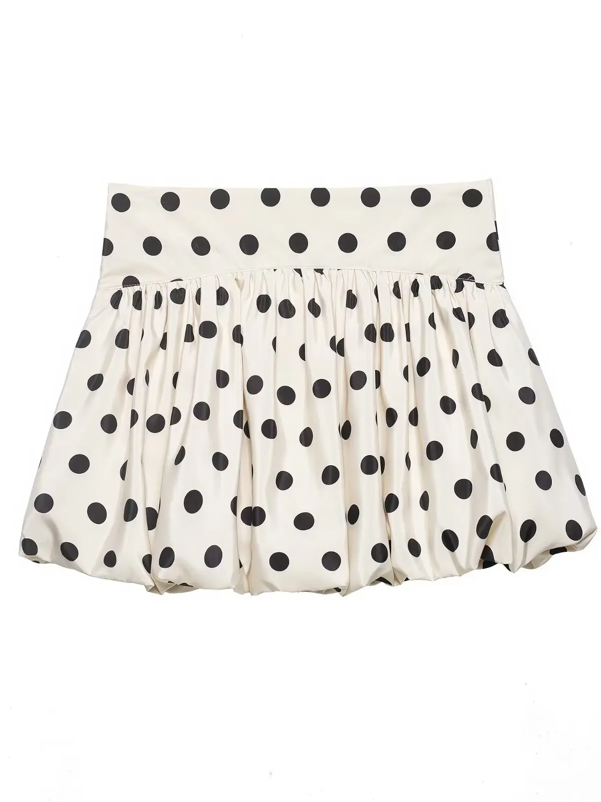 Campus Style Retro Polka Dot Print Balloon Skirt High Waist Versatile Short A-Line  Skirt for Girls Polyester Fiber