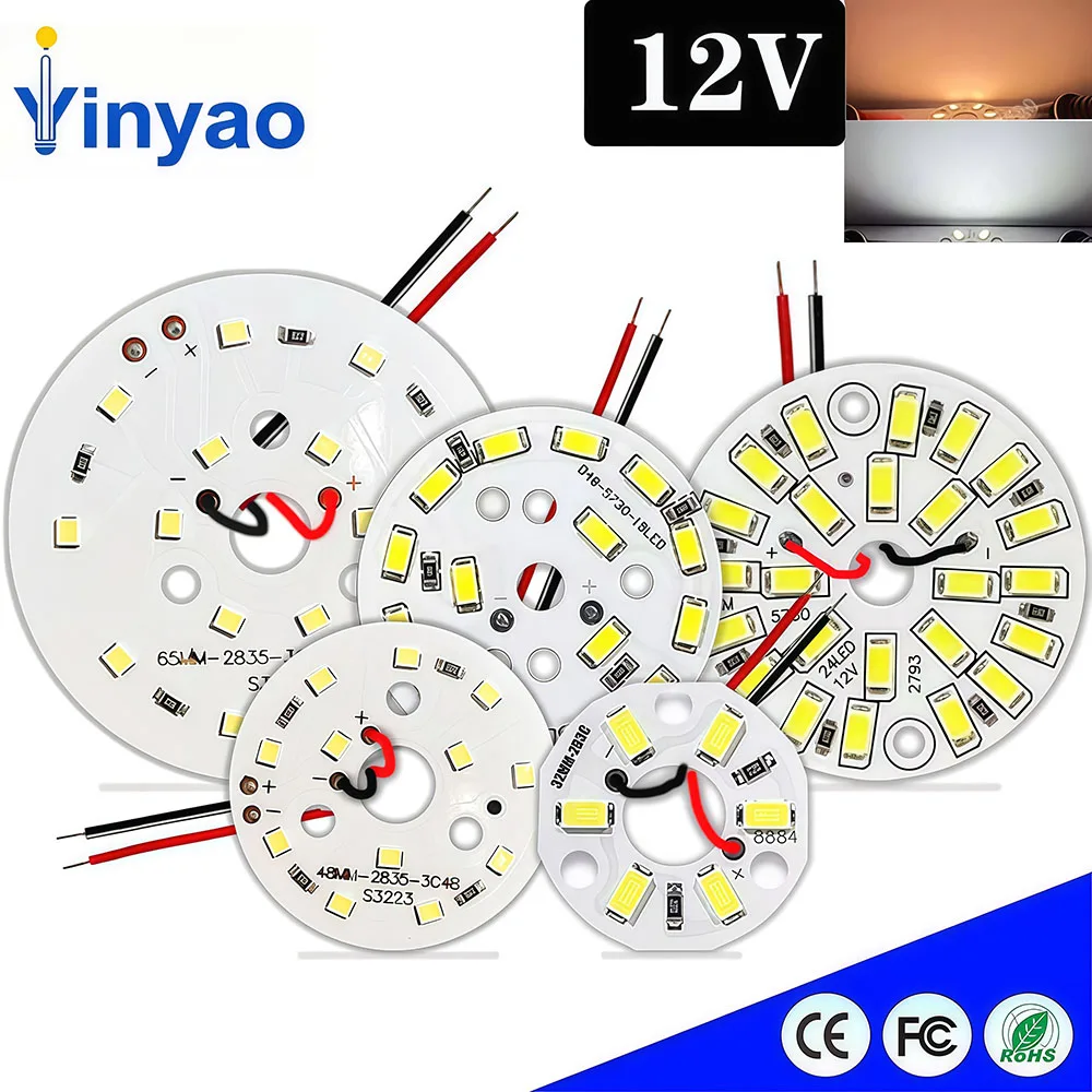 10Pcs DC12V 3W 5W 7W 12W LED Light Board Warm White Natural White With 15cmWire Lamp Beads Board For DIY Downlight Spotlight