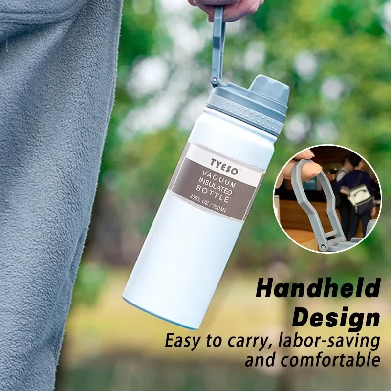 750ML Portable Stainless Steel Thermos Bottle Large Capacity Travel Cup for Office School Small Caliber Coffee Mug Vacuum Flask