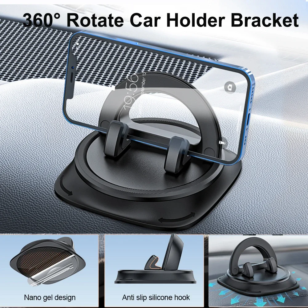Kebidumei 360-Grad-drehbarer Autotelefonhalter zum Aufkleben des Armaturenbretts, Silikonhalterung, Telefonständer, Auto-Armaturenbrett, GPS, stabiles Telefon