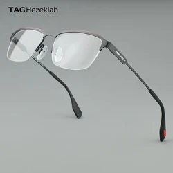 TAG Hezekiah Titanium Half Rim Eyeglasses Fashion Cool Myopia Optical Prescription Glasses Frame Men Eyewear High Quality 9801
