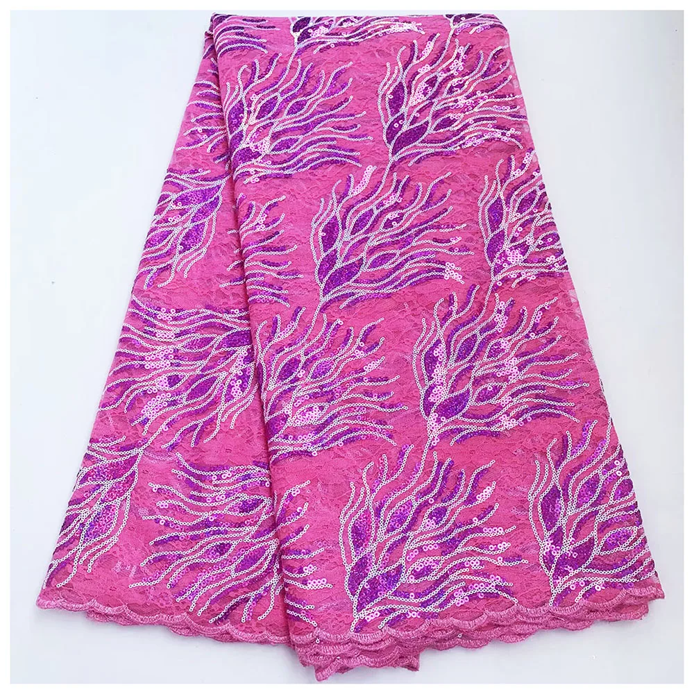 

African Lace Fabric 2025 High Quality French Tulle Mesh With Color Sequins Nigerian Lace Fabrics For Wedding Sewing OR46275