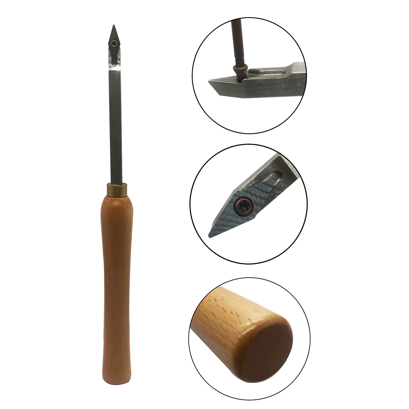 Woodturning Carbide Wood Turning Tool Set of Rougher Detailer Finisher Lathe Tools for Woodturning+1pc Diamond shaped insert