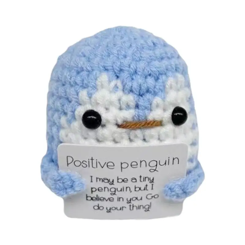 New Crochet Positive Handmade Small Positive Penguin Cheer Up Gifts Cute Creative Knitted Wool Animals for Friends Encouragement