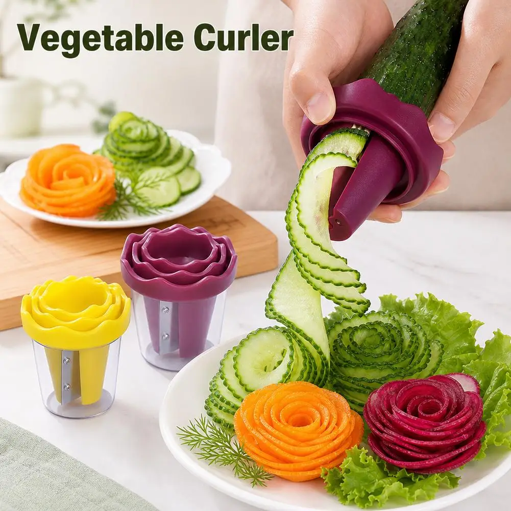 Manual Vegetable Spiral Slicer Flower Curler Carrot Radish Carving Knife Fruit Garnishing Tool Kitchen Accessories