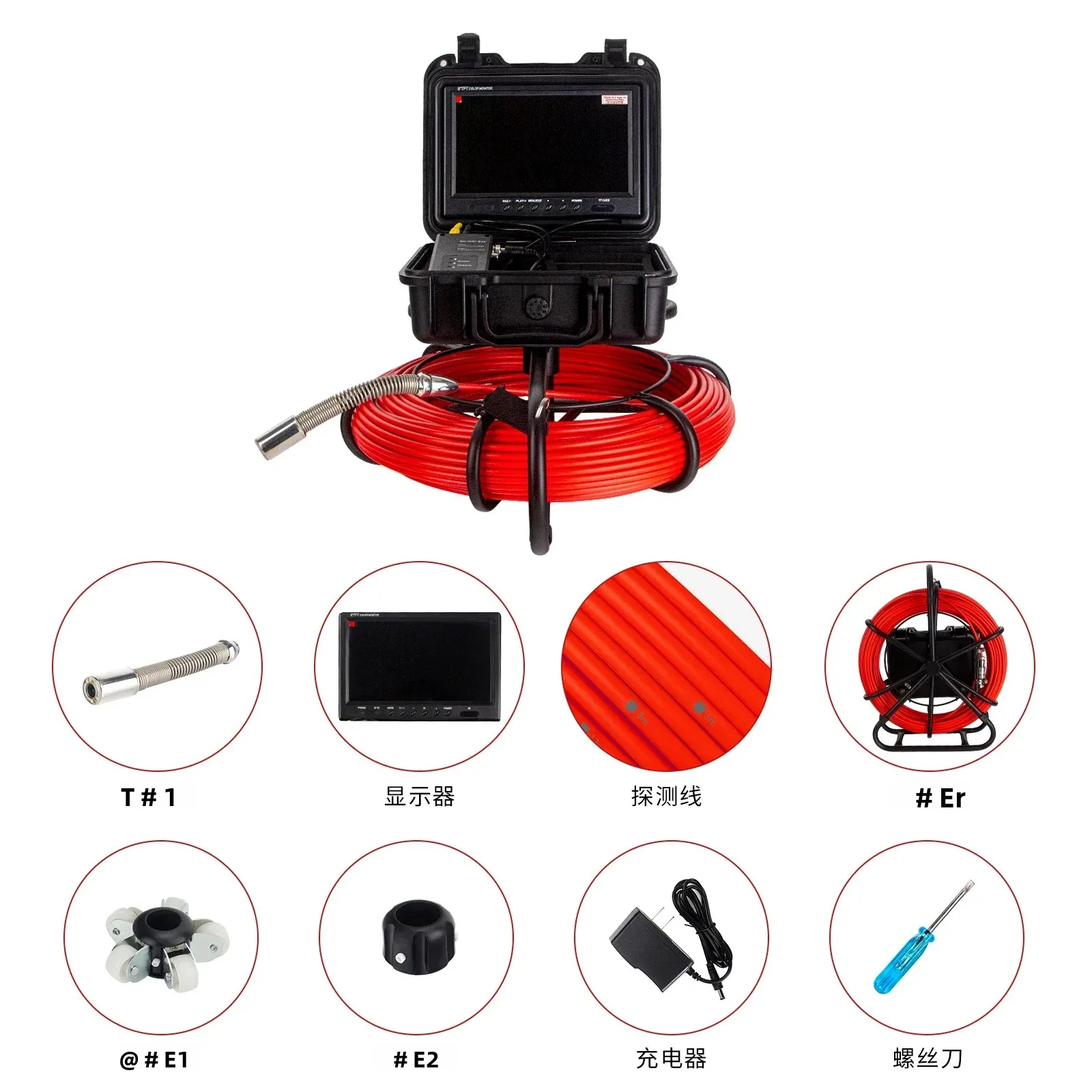 SYANSPAN Sewer Camera 9" Screen Pipeline Inspection Camera with DVR Function, Waterproof IP68 Camera industrial endoscope 100M