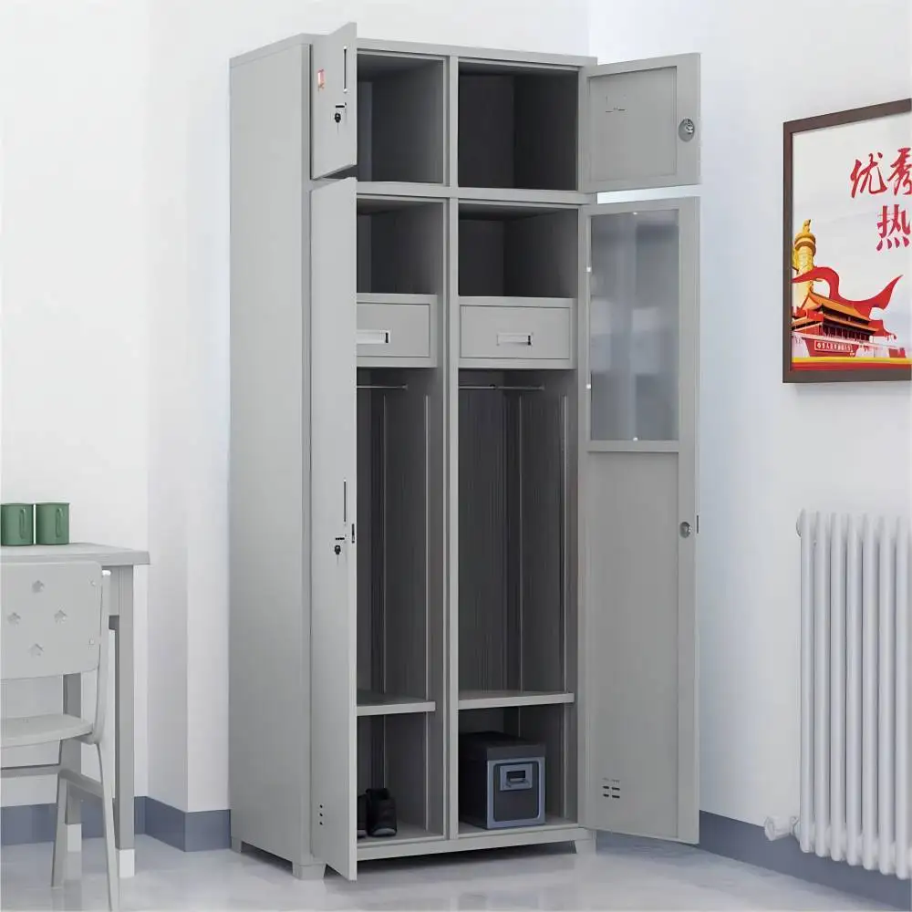 Standard camping equipment Thickened bunk bed Housekeeping cabinet Upper and lower beds Iron bed Locker Locker Learning Computer