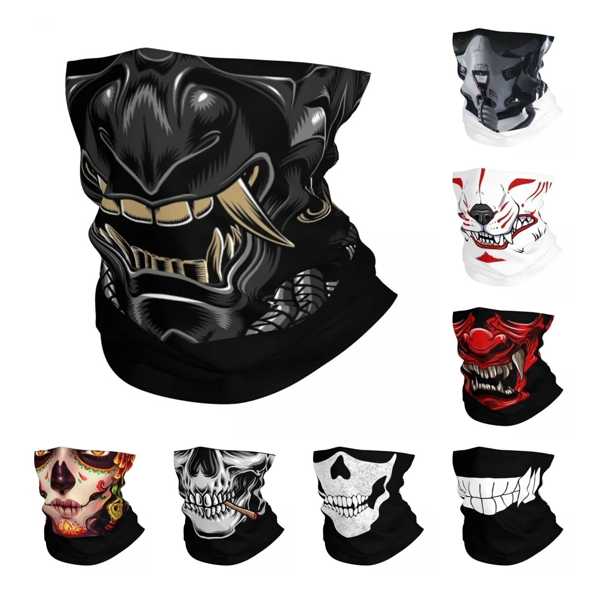 Oni Japan Samurai Demon Bandana Neck Gaiter Printed Mask Scarf Multi-use Cycling Scarf Outdoor Sports Unisex Adult Windproof