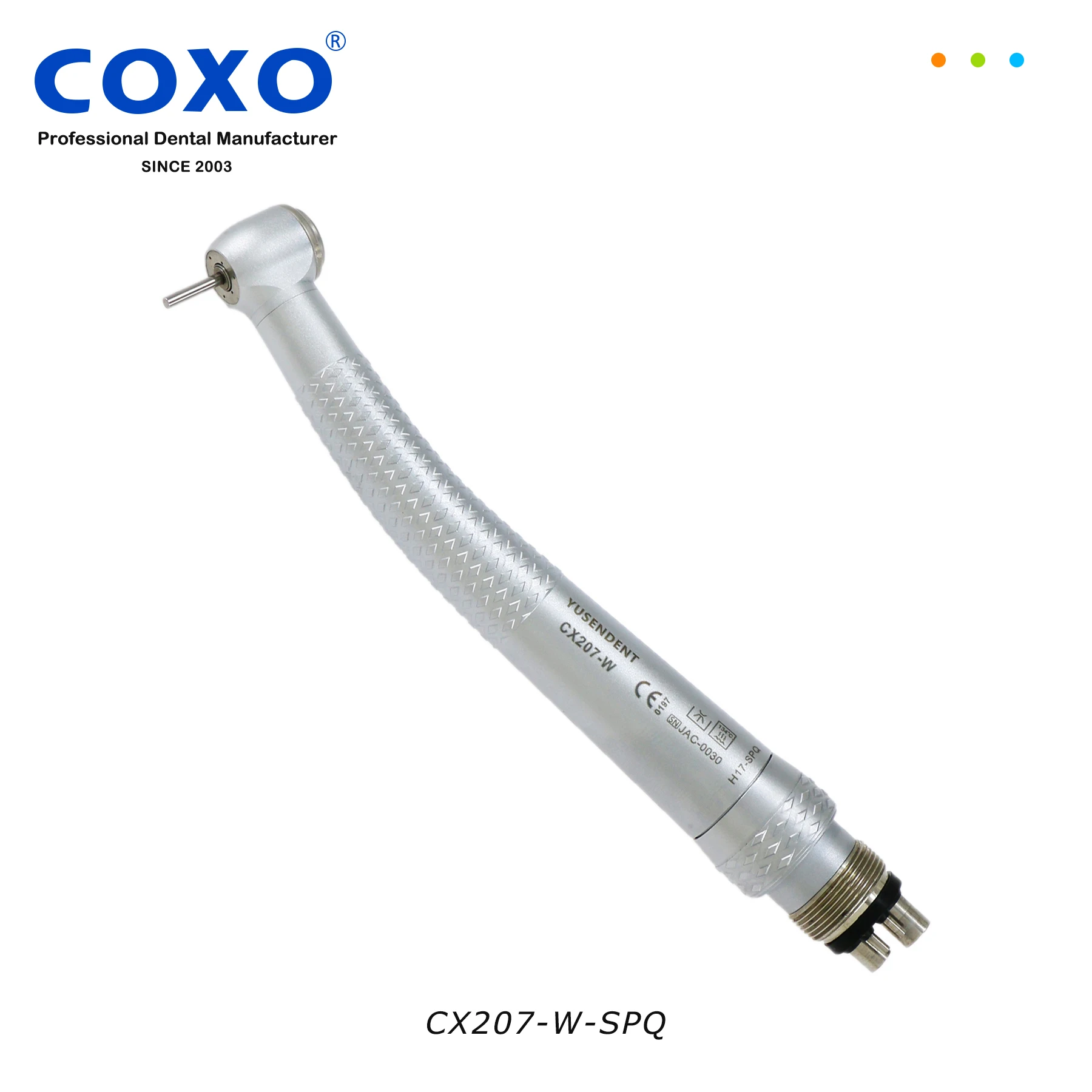 

COXO Dental High Speed Standard Head Handpiece Air Turbine Push Button 4 Holes Quick Coupling/Coupler CX207-W-SPQ