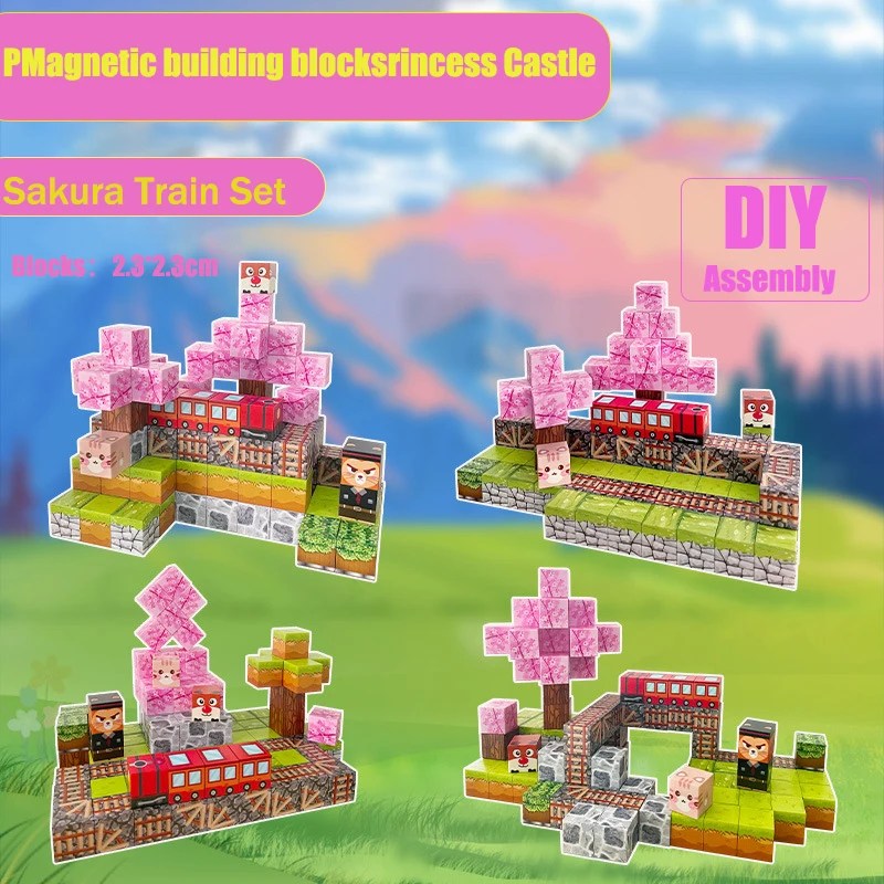 Magnetic Building Blocks Minecraft Set STEM Toys Montessori Stacking Cubes Children Building Games DIY Boys and Girls Gift