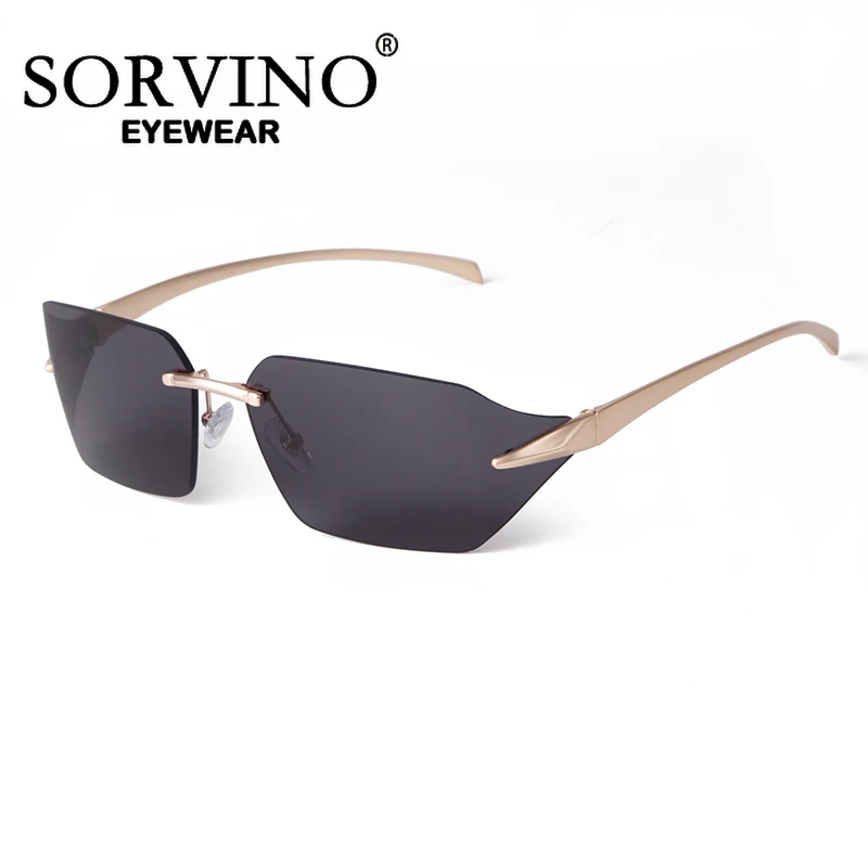 SORVINO Futuristic Wrap Around Sunglasses Y2K Designer Trendy Rimless Sun Glasses Cyberpunk Eyewear for Women Men Rave Party