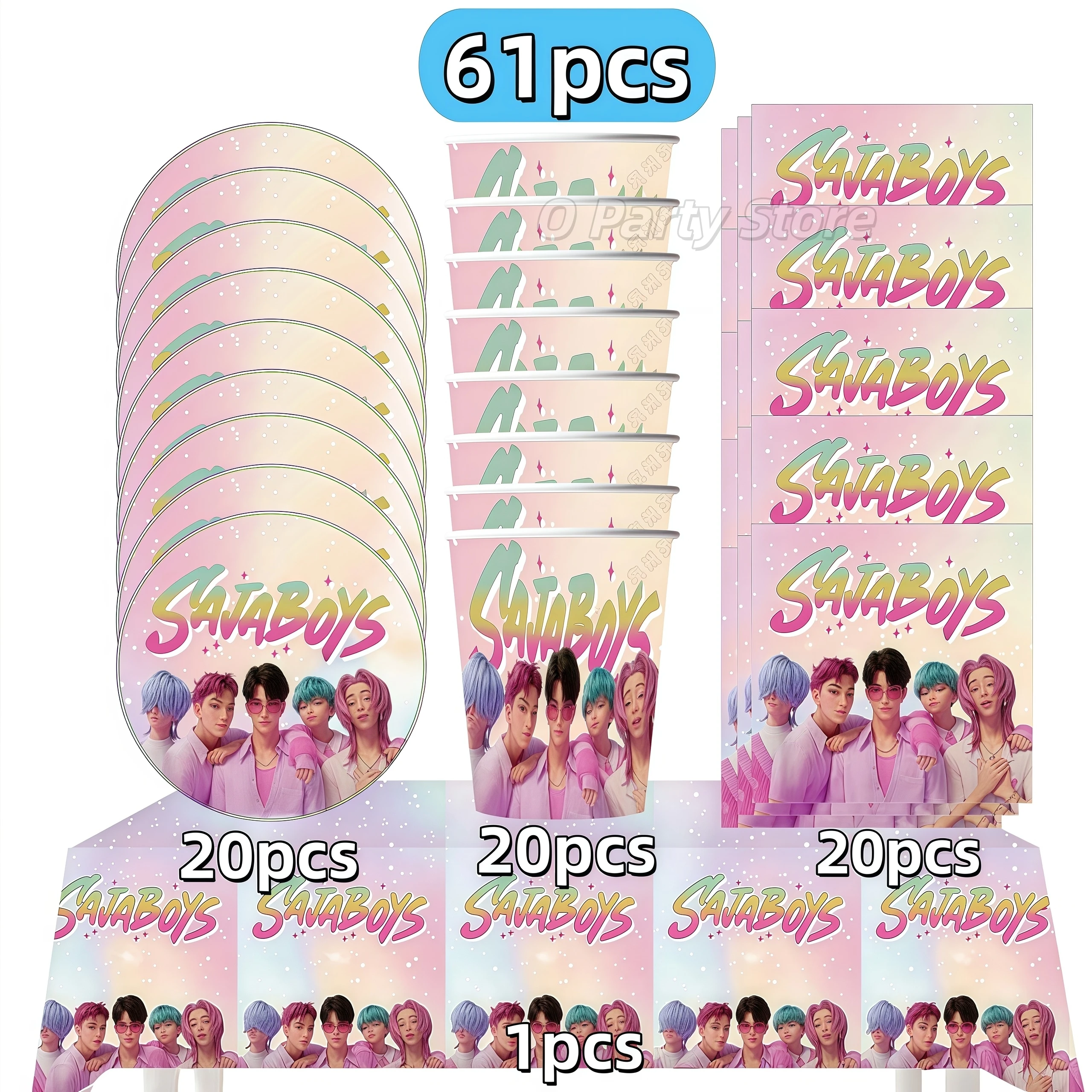 ساجا بنين حفلة عيد ميلاد الديكور الكورية المعبود أنيمي أدوات المائدة كأس لوحة منديل بالون راية الاطفال لصالح دش لوازم الحفلات