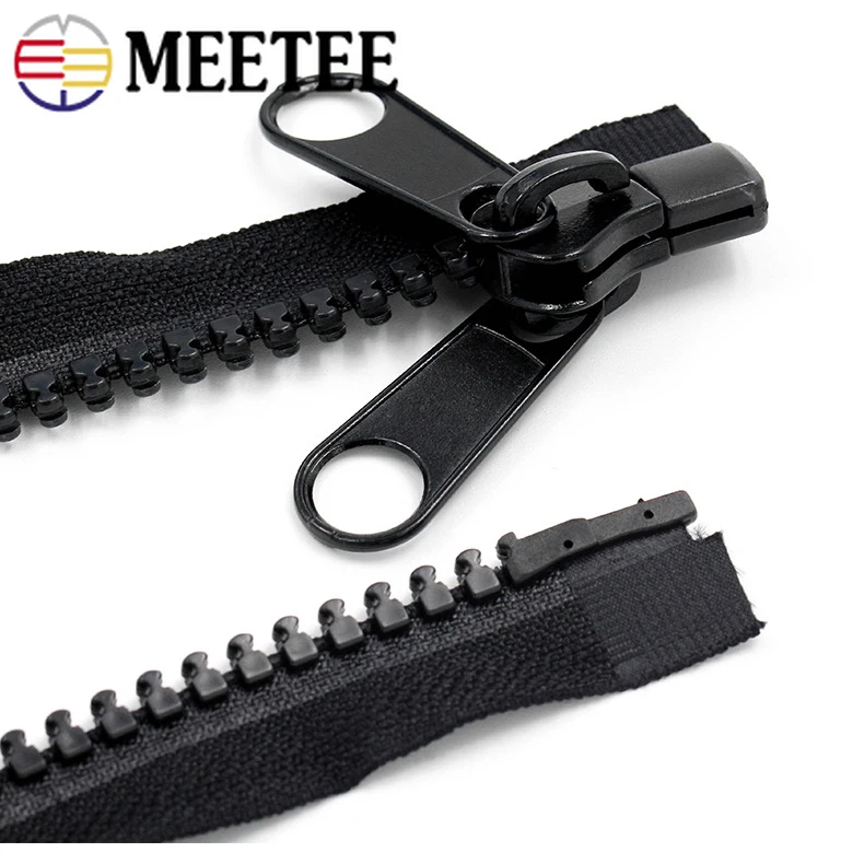 Meetee 60-400cm 10# Resin Zippers Open-end Single Double Sided Slider Zipper for Sleeping Bags Tent Long Zip Sewing Accessories