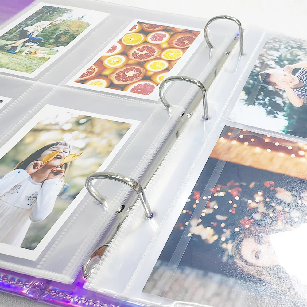 3-Ring A5 Binder Photo Album Photocard Holder Scrapbook with Cotton Padding, High-Gloss Surface & 10-Pocket Insert Pages