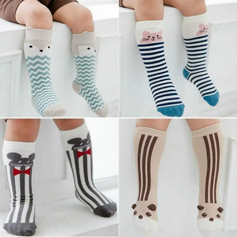 Korean Version of Combed Cotton Cartoon High Tube for Children's Socks Infants Children Babies Small Animal Socks for  0-4Y
