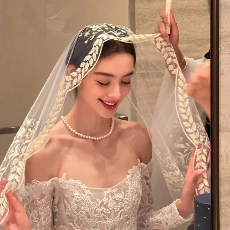 Wedding Veil All Lace Edge Long Luxurious Bridal Veil White/ivory With Comb Tulle Cathedral Velo De Novias Wedding Accessories