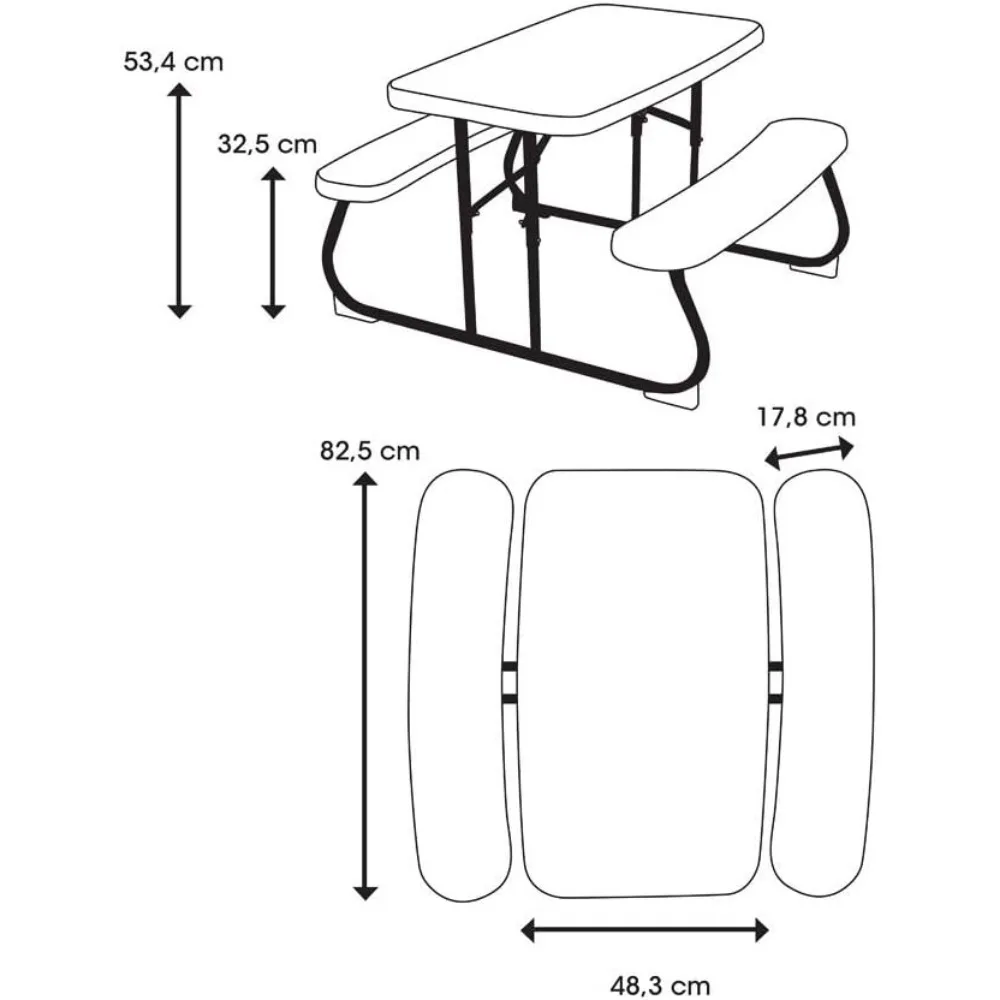 Kids Picnic Table, Almond Color, Folds Flat for Easy Storage and Transport