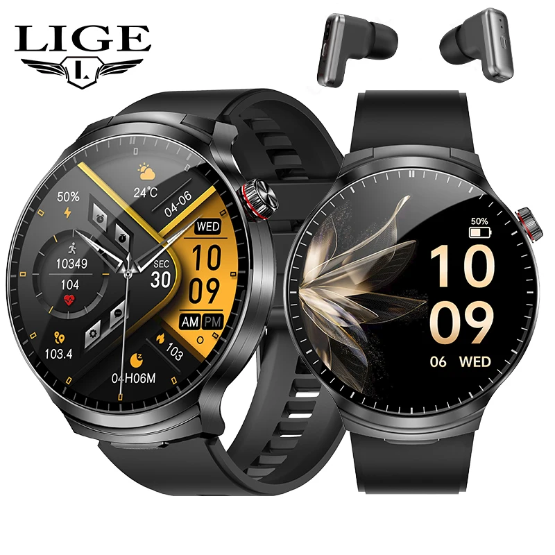 

Smart Watch with Wireless Earphone Earbuds Sports Health Monitor Smartwatch Men Waterproof Fitness Tracker Watch for Android iOS