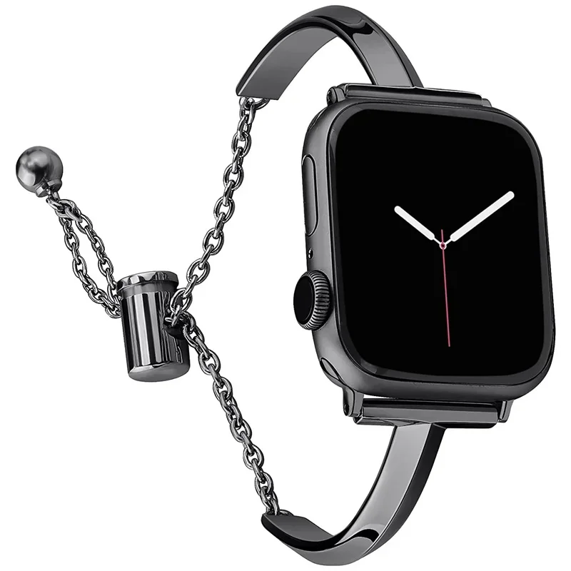 Pulseira de relógio de luxo para apple watch série 8 7 41 45mm 6 se 5 4 feminino pulseira de aço diamante iwatch ultra 49mm 44 40 42 38mm cinta