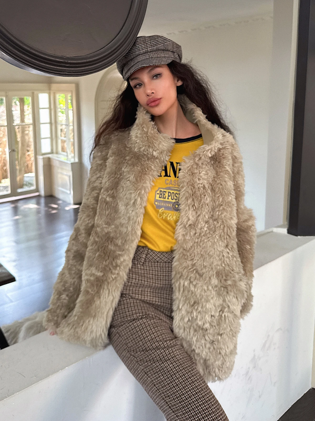 

Осенне-зимнее пальто из овечьей шерсти, хорошее качество, приталенный крой, цвет хаки, повседневный стиль, с длинными рукавами, утепленное, теплое, женская куртка