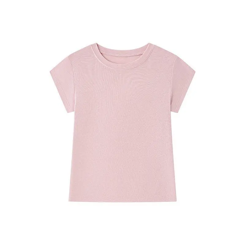 Women Summer Thin Tencel Acetate Petal Sleeve T-shirt Slim Fit Crew Neck Soft Facial Mask Short Sleeve Top