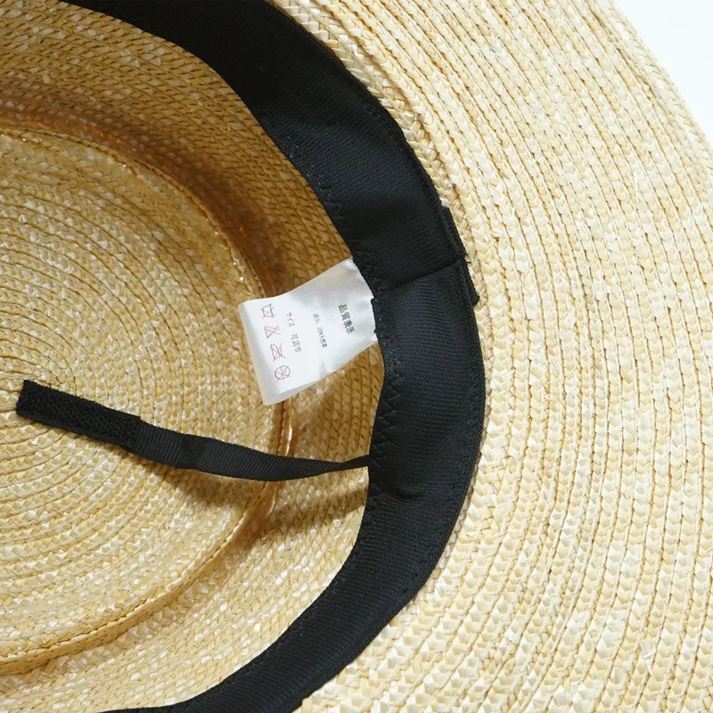 Casual Women\'s Sun Hat Chin Strap Tie Summer Hats Outdoor Beach Hat Wide Brim Wheat Straw Hats Canotier Derby Holiday Travel Hat