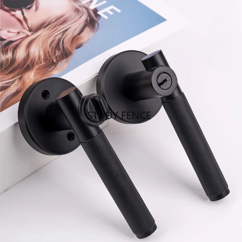 مقبض باب من الفولاذ المقاوم للصدأ داخلي عالمي ثلاثة مقبض بار قفل مقبض الباب المنزلي ملحقات الأجهزة مع مفاتيح #2