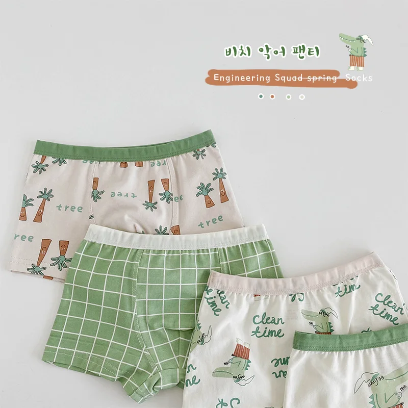 Children\'s Underwear Baby Panties Boys Cotton Briefs Cartoon Pattern Four Seasons Shorts Soft Ventilate Boxers Fit 2-11Y