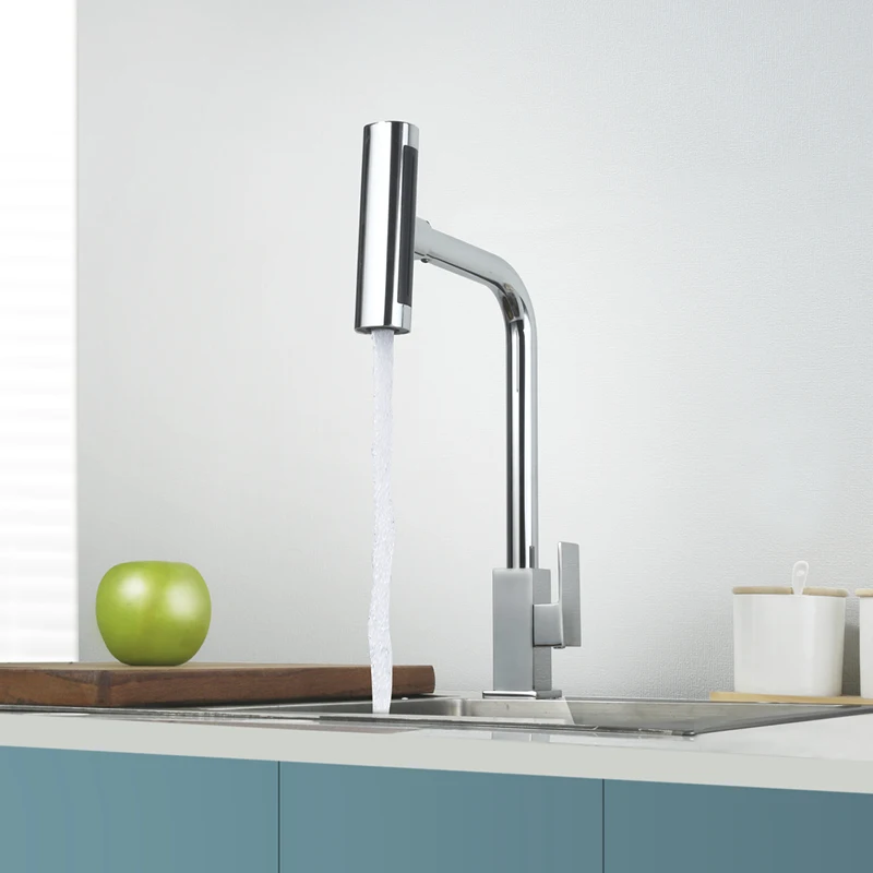 Modern Single Cold Kitchen Faucet Deck Mount 4 Modes Rotatable 360° Sink Faucet One Handle Kitchen Vessel Sink Faucet Chrome
