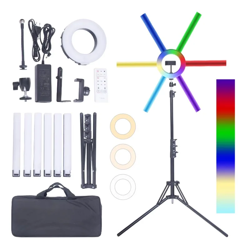 90W Adjustable Studio Light RGB Star Light with Ring Lamp Stand