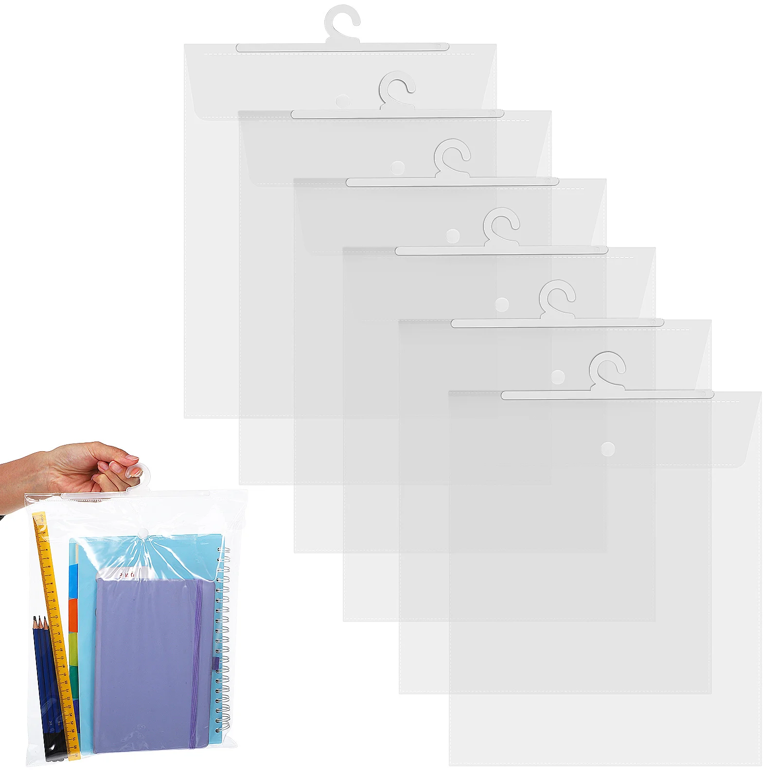 

30pcs Hanging Storage Bag Clear Pvc Organizer For Books Travel Accessories Classroom Supplies Waterproof Hanger Bags Large