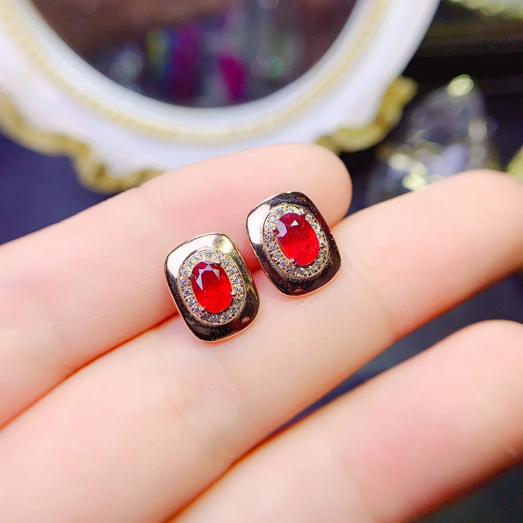 

Designer Luxury brand Ruby Stud Silver 925 Luxury Women's Jewelry Female aesthetic Women's free delivery on gemstones