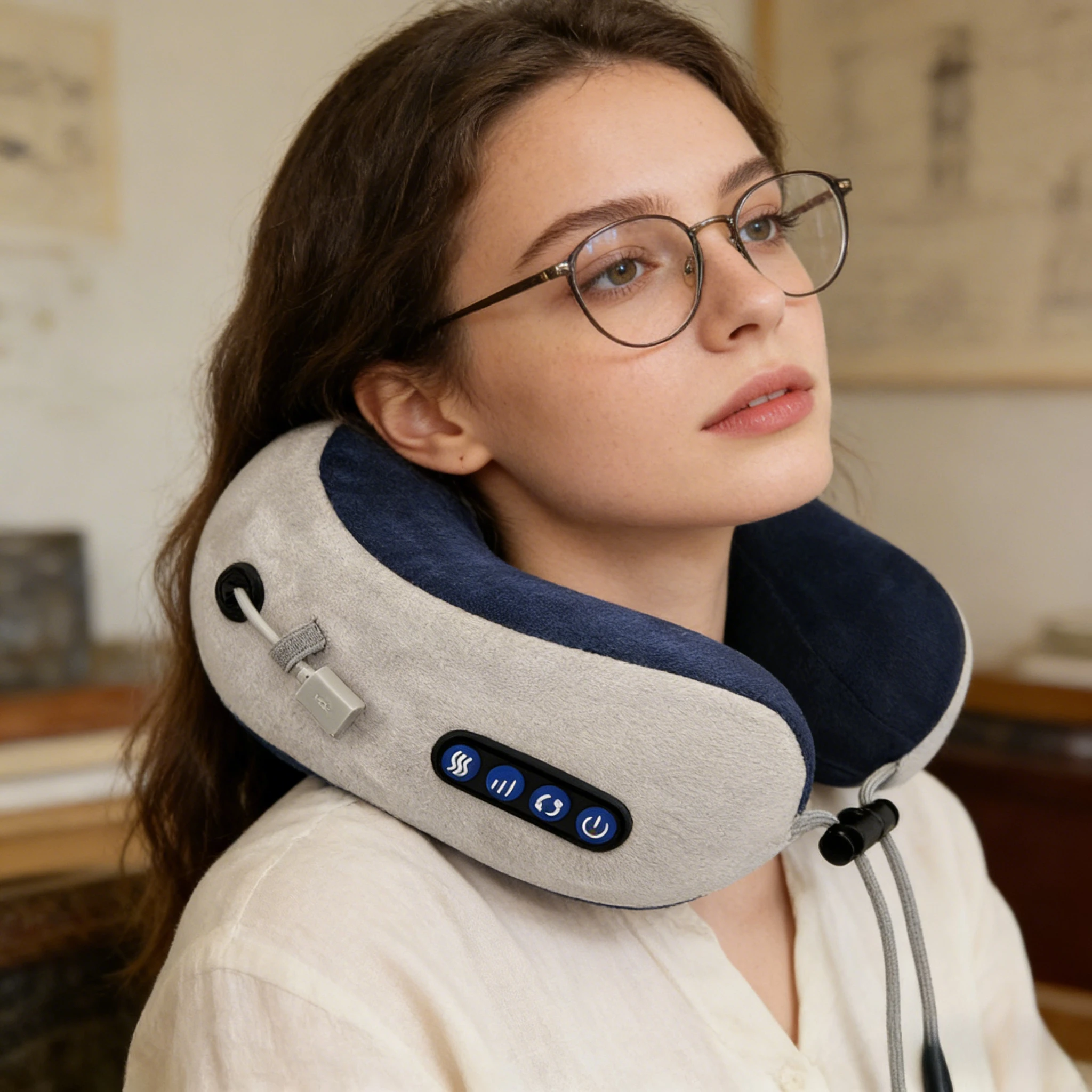 Portable U Shaped Electric Neck Massager 3D Kneading Heat Therapy Memory Foam Pillow for Neck Shoulder Pain Relief Durable