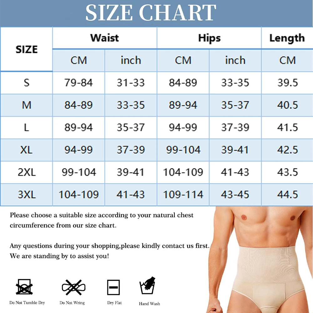 Men High Waist Compression Briefs Underwear Tummy Control Shapewear Underwear Slimming Body Shaper Belly Girdle