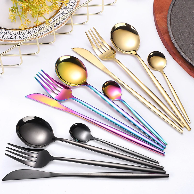 Juego de cubiertos de acero in - Gold Cutlery Flatware reseña y precio